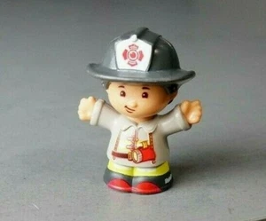 Fisher Price Little People FIREMAN FIREFIGHTER Hispanic Man Figure in Grey - Picture 1 of 3