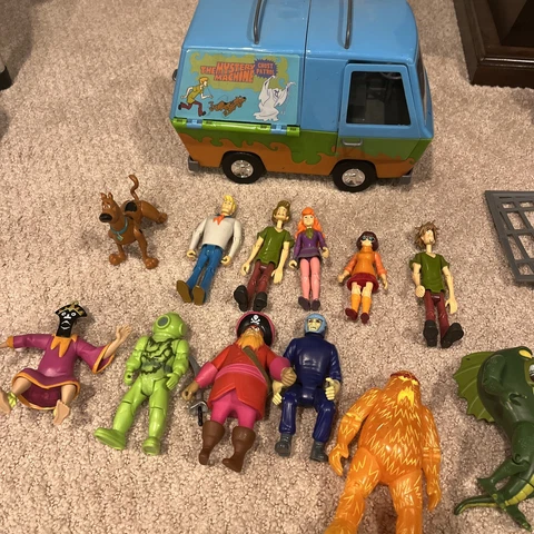 Scooby Doo Action Figures 5" Full Set Lot of 9 Fred Velma Shaggy Mystery Van Lot Cover