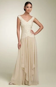 JS Collections Woven Dress with Mesh Skirt Gown Sz 14 Powder - Picture 1 of 2