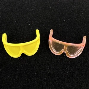 Vintage 90s Barbie or Ken Ski Goggles or Glasses Clear Pink and Yellow - Picture 1 of 3