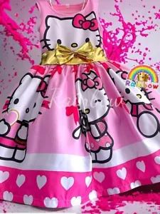 Girls Party Dress Princess Dress with Headband Size G (8/10) years "Hello Kitty" - Picture 1 of 2