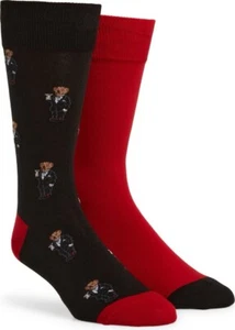 Polo Ralph Lauren Men’s L Assorted 2-Pack Martini Bear Cotton Blend Crew Socks - Picture 1 of 9
