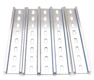5 Pieces DIN Rail Slotted Steel Zinc Plated RoHS 8 in. long 35mm 7.5mm - Picture 1 of 3