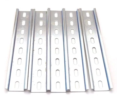 5 Pieces DIN Rail Slotted Steel Zinc Plated RoHS 8 in. long 35mm 7.5mm - Image 1 of 3