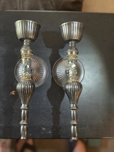 VTG Pair of Mosaic Wall Mounted Candle Scones Made in India - Picture 1 of 11