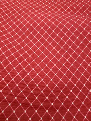 Retro Sewing Fabric Waverly Diamond Check Poplin Deep Rusty Red 32x44" Cotton - Image 1 of 4