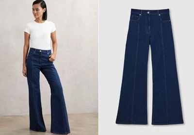 Pantalones de mezclilla REISS Juniper acampanados costura delantera talla 28 R color azul nuevos sin etiquetas precio de venta sugerido por el fabricante $265 Foto 1 de 4