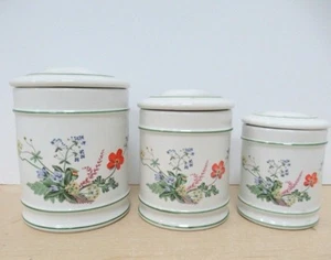 R B Bernarda portugal Cannister Set Of 3 Porcelain Floral Lidded Glossy Collect - Picture 1 of 8
