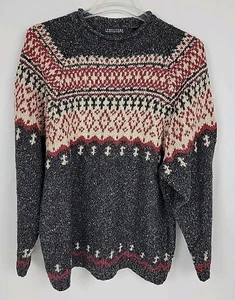 Vintage 90er Struktur schwerer Strick Pullover Herren XL nordisch Wolle, Seide, Baumwolle - Bild 1 von 10