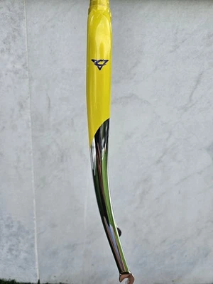 Casati Carbon Road Fork 1" Threadless, 225mm Steerer, Yellow/Chrome, 67mm Thread - Image 1 of 4