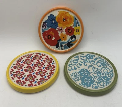 Juego de 3 posavasos de corcho de cerámica floral para mercadillo de mujer Pioneer Foto 1 de 4