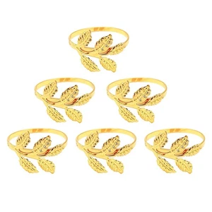  6 Pcs Metallo Anelli Di Tovagliolo Oro Tovaglioli Portatovaglioli - Foto 1 di 12