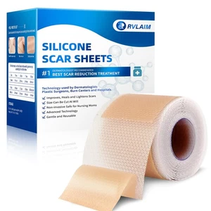Hojas de silicona para cicatrices, cinta de silicona para cicatrices (rollo de 1,6” x 120” 3M), cicatriz de silicona... - Imagen 1 de 7