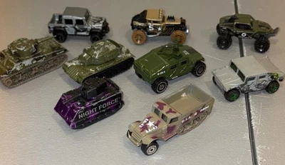 Lote De 9 Vehículos Diecast Hot Wheels Matchbox Mix Ejército Militar de Estados Unidos De Colección Foto 1 de 4