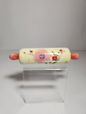 Rolling Pin Recipe Card Holder  Counter Art Yellow Floral Design Ceramic 5"