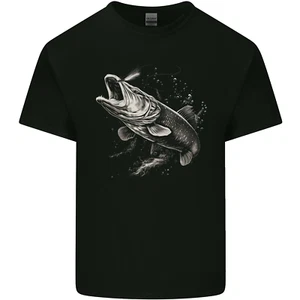 T-Shirt Pike Fish on a Line Angeln Fischer Herren Baumwolle T-Shirt Top - Bild 1 von 3