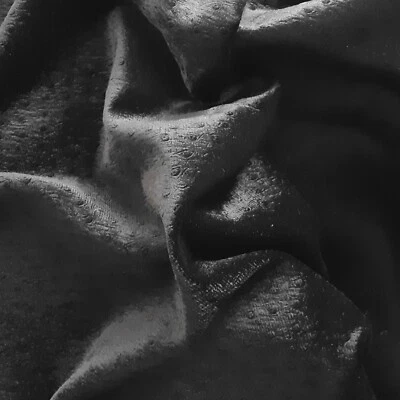 31" x 9.5" Black Cotton Ostrich Embossed Pattern Velveteen Fabric Remnant - Image 1 of 3