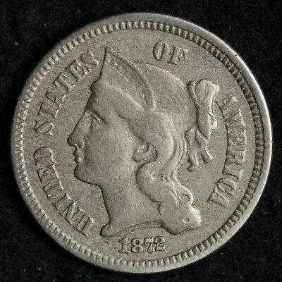1872 Three Cent Nickel Piece VF E378 IUCM - Image 1 of 2