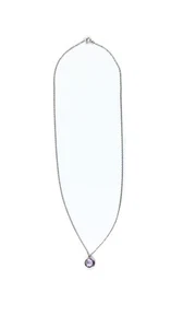 Pink Amethyst Checkerboard Solitaire Necklace 8mm Round Set In 14k White Gold - Picture 1 of 2