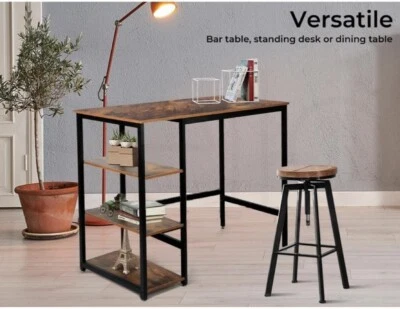 Rustikaler Bartisch Schreibtisch mit Ablageablagen Industrial Style 120 cm für Zuhause - Bild 1 von 4
