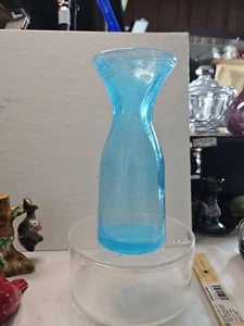 Mid Century 7.2” Murano Pulegoso Bubbles Art Glass Vase Turquoise Green Mint MCM - Picture 1 of 1