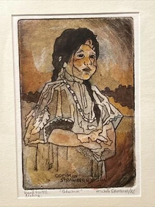 Michele Gauthier acquaforte colorata a mano "Odeimin Fragola Sole" Ojibwe Art - Foto 1 di 6