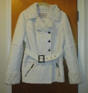 Women's Sugarfly Faux Fur Sherpa Lined Winter Coat Jacket Ivory Size L - Picture 1 of 8