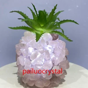 1 Stck. Natürlicher Rosenquarz Cluster Ananas Quarz Kristall Edelstein Heilung + Lampe 3,5 Zoll - Bild 1 von 9