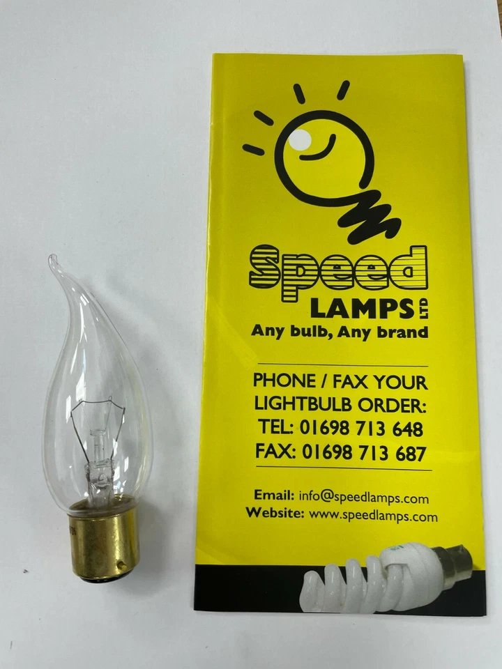 Candle Clear Bent Flame Tip 40W BC B22 Light Bulbs DIMMABLE - Image 1 of 1