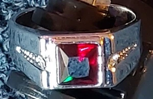 Rot & Zirkonia Ring Herren Grün Hipster Kühn Stil Ring - Bild 1 von 7