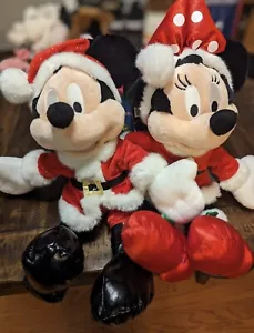 Disney Parks Christmas Holiday Mickey & Minnie Mouse Plush Santa Mrs Claus Toys - Picture 1 of 21