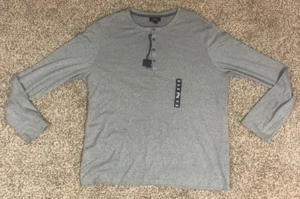 Marc Anthony Henley Shirt Mens XXL 2XL Gray Long Sleeve Casual Button Basic Base - Picture 1 of 3