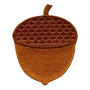 Acorn Nut Textured Patch Autumn Fall Oak Embroidered Iron On - Picture 1 of 2