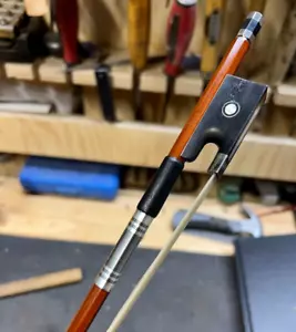 1/2 Violin Bow 1/2 Brazilwood stick Ebony Frog Straight - Picture 1 of 13