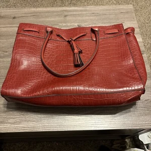 Alligator/crocodile Print Bueno Red Large Hand Bag, Purse Laptop Bag - Picture 1 of 8