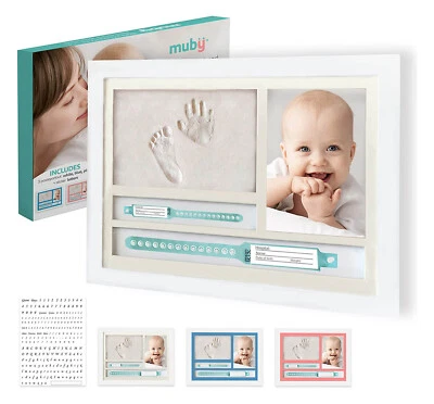 Muby Kit Cornice con Impronta Porta Bracciali di Nascita e lettere adesive - NEW - Immagine 1 di 4