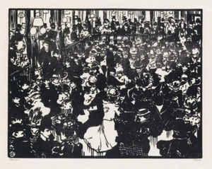 The Bullier Ball Jean-Émile Laboureur 1898 Woodcut Paris Dance Hall Art Print - Picture 1 of 2