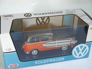 Volkswagen VW Typ 2 T1 DoKa Pritsche "Surfer Bully" + Surfboard, Motor Max 1:24 - Picture 1 of 1