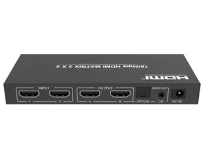 2 IN/2 OUT HDMI Amplified TRUE MATRIX w/Audio Extractor 4Kx2K@60Hz 18G - Picture 1 of 2