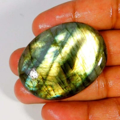 100% Natural Dorado LABRADORITA Cabujón Ovalado 45x35x06MM Gemas Sueltas 88.40Ct - Imagen 1 de 3