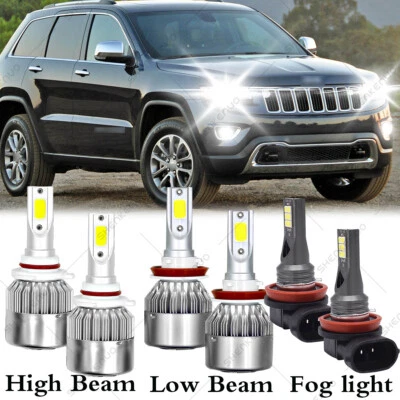Kit de 6 faros LED + luces antiniebla blancas para Jeep Grand Cherokee 2014 2015 2016 2018 Foto 1 de 4