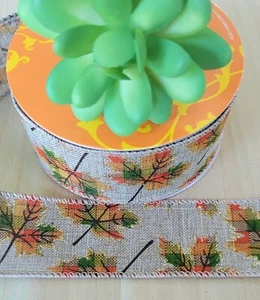 1,5 Zoll (5 Yard) Herbst Blätter Ripsband Erntedankfest Herbst Geschenk Schleifen - Bild 1 von 2