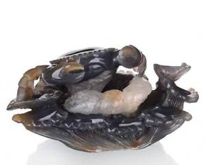 8.27"Natural Geode Agate Crab Carving,Hand-carved Crafts AN35