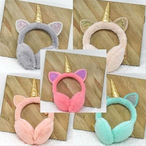 Einhorn Kinder/Erwachsene Plüsch verstellbarer Ohrenschützer Stirnband - Bild 1 von 41