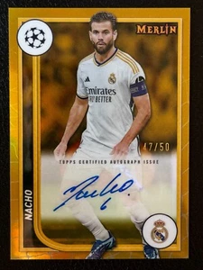 Topps 23-24 Merlin Chrome Soccer Real Madrid Auto Nacho Gold /50 - Picture 1 of 2
