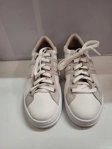 Geox Respira White Silver Sneakers Studded Leather Shoes Women Size 6 Pre-owned - Picture 1 of 9