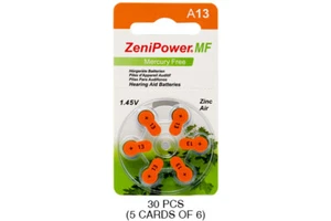 30-Pack Size 13 ZeniPower Hearing Aid Batteries - Picture 1 of 1