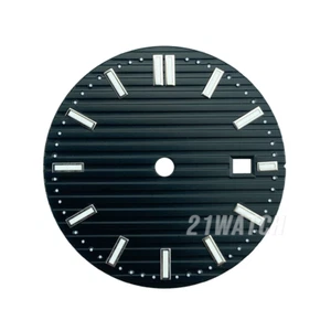 31,5 mm schwarzes steriles Zifferblatt passt ETA2824 Miyota8215 Segelboot Schiene Textur - Bild 1 von 4