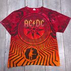 AC/DC Black Ice World Tour 2009 Shirt Mens Medium Red All Over Print Tye Die Top