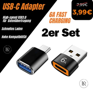 2 x USB C Adapter SCHNELL OTG für USB C Ladekabel USB Adapter Ladegerät USB A - Bild 1 von 17